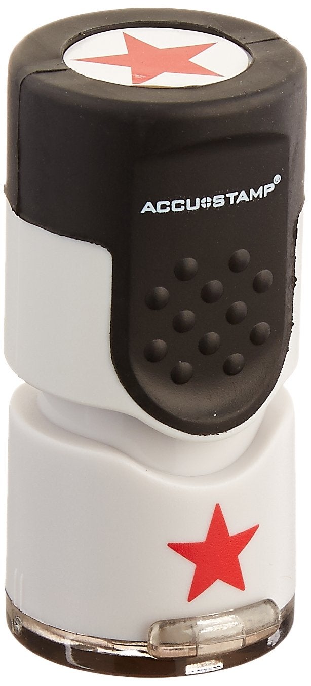 AccuStamp ACCU-STAMP2 Round Pre-ink Stamp  Star Symbol  5/8"" diameter Impression  Red Ink (030726) - Image 1
